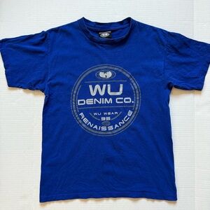 🔴Wu-Wear Shirt Size Medium Vintage Wu Tang Clan Short Sleeves Rare Blue Rza Gza